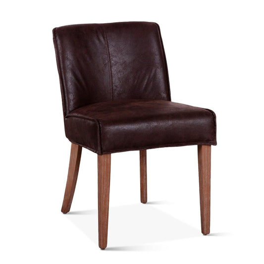World Interiors - Avery Side Chairs with Natural Legs : World Interiors - Avery Side Chairs in Dark Brown Leather with Natural Legs - ZWAY-DBSC veiw 1