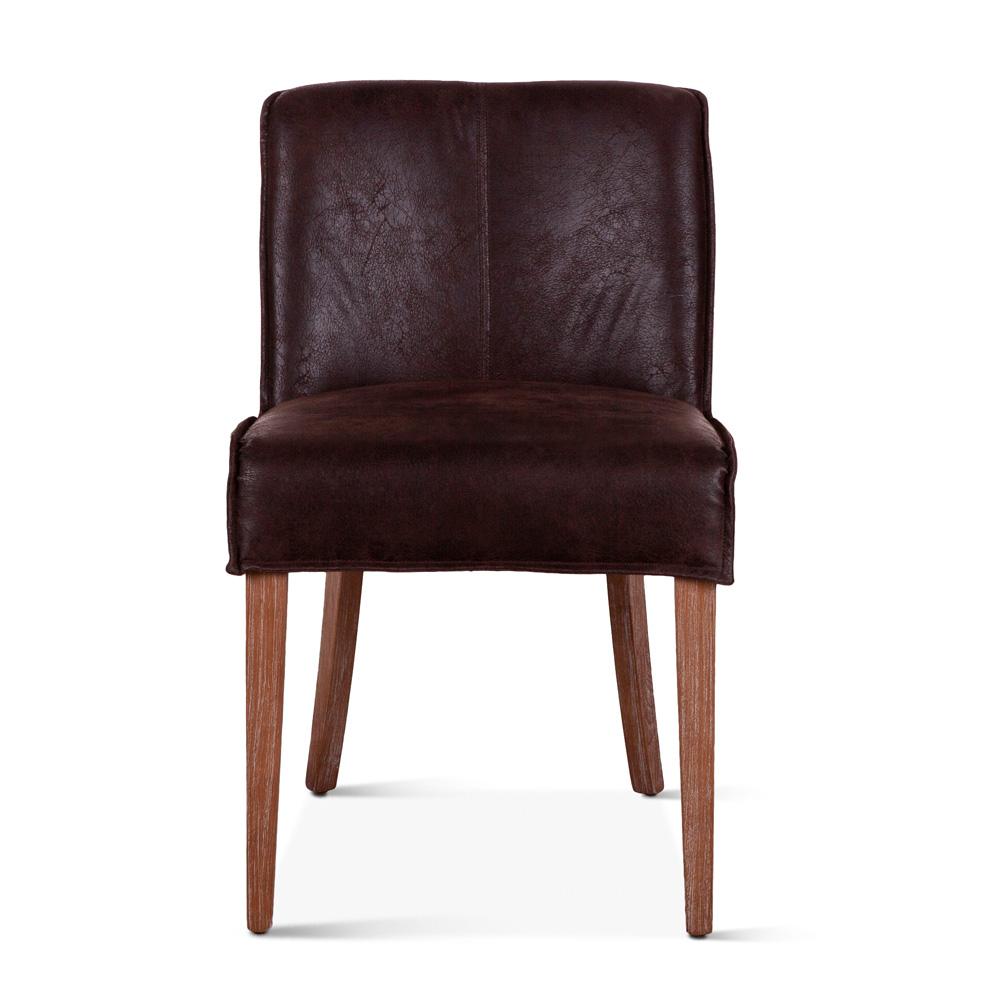 World Interiors - Avery Side Chairs with Natural Legs : World Interiors - Avery Side Chairs in Dark Brown Leather with Natural Legs - ZWAY-DBSC veiw 2