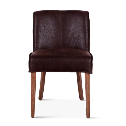 World Interiors - Avery Side Chairs with Natural Legs : World Interiors - Avery Side Chairs in Dark Brown Leather with Natural Legs - ZWAY-DBSC veiw 2
