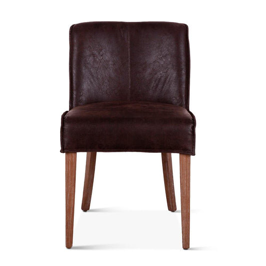World Interiors - Avery Side Chairs with Natural Legs : World Interiors - Avery Side Chairs in Dark Brown Leather with Natural Legs - ZWAY-DBSC veiw 2