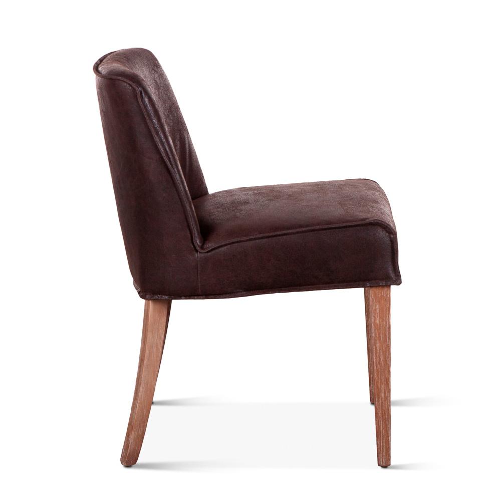 World Interiors - Avery Side Chairs with Natural Legs : World Interiors - Avery Side Chairs in Dark Brown Leather with Natural Legs - ZWAY-DBSC veiw 3
