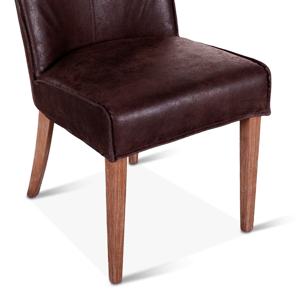 World Interiors - Avery Side Chairs with Natural Legs : World Interiors - Avery Side Chairs in Dark Brown Leather with Natural Legs - ZWAY-DBSC veiw 5
