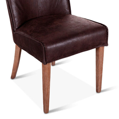 World Interiors - Avery Side Chairs with Natural Legs : World Interiors - Avery Side Chairs in Dark Brown Leather with Natural Legs - ZWAY-DBSC veiw 5