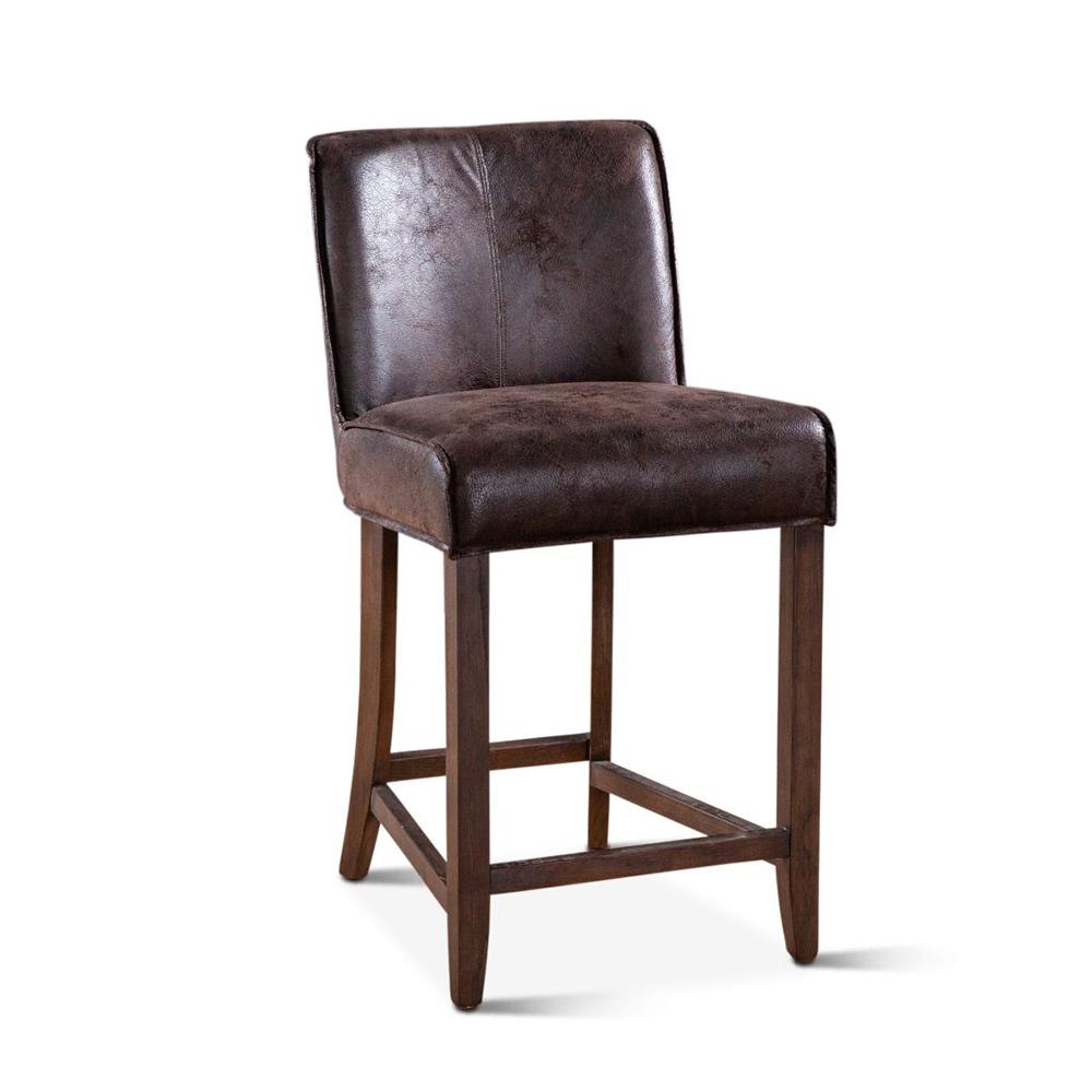 World Interiors - Avery Counter Chair : World Interiors - Avery Counter Chair in Dark Brown Leather with Matte Brown Legs - ZWAVECCMB veiw 1