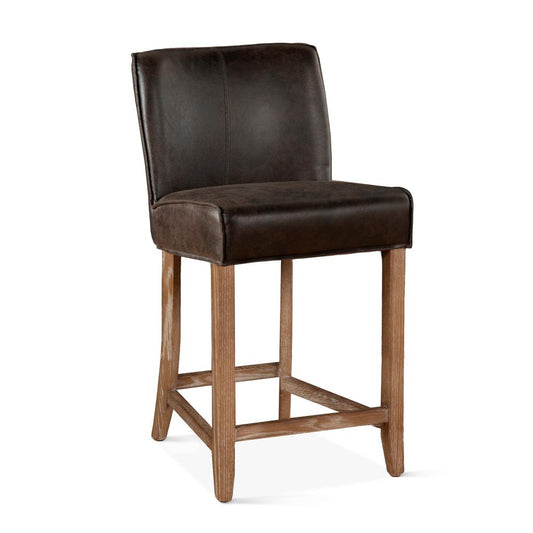World Interiors - Avery Counter Chair : World Interiors - Avery Counter Chair in Dark Brown Leather with Natural Legs - ZWAVECCNAT veiw 1