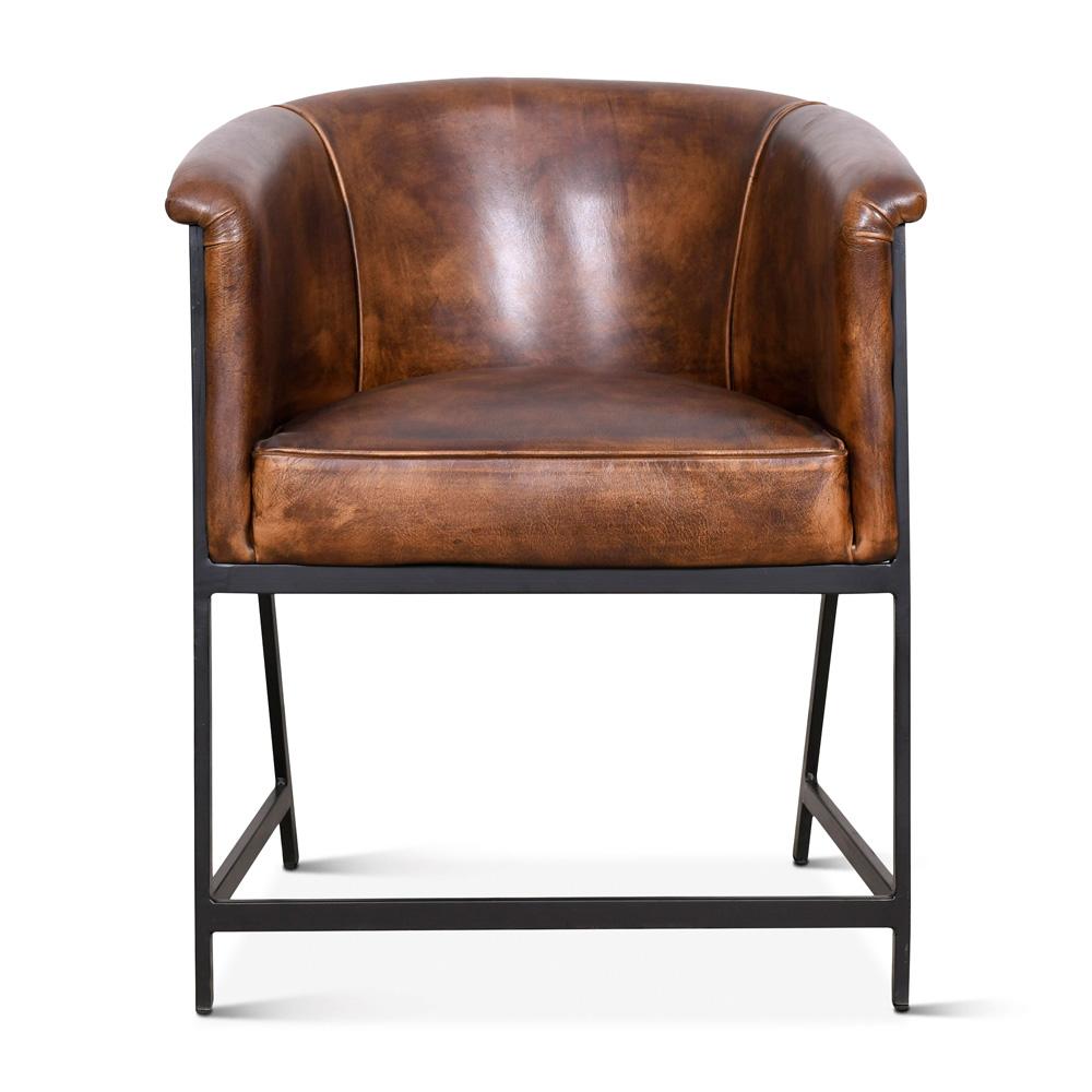 World Interiors - Brisbane Armchair : World Interiors - Brisbane Armchair in Antique Whiskey Leather - ZWBRIPLACAW veiw 1