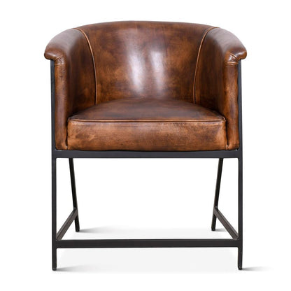 World Interiors - Brisbane Armchair : World Interiors - Brisbane Armchair in Antique Whiskey Leather - ZWBRIPLACAW veiw 1