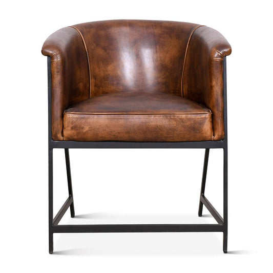 World Interiors - Brisbane Armchair : World Interiors - Brisbane Armchair in Antique Whiskey Leather - ZWBRIPLACAW veiw 1