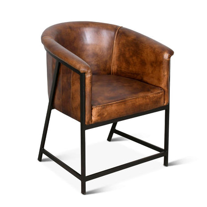 World Interiors - Brisbane Armchair : World Interiors - Brisbane Armchair in Antique Whiskey Leather - ZWBRIPLACAW veiw 2