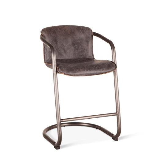 World Interiors - Chiavari Leather Counter Chair : World Interiors - Chiavari Counter Chairs in Antique Ebony Leather and Steel - ZWPFCC22AEG veiw 1