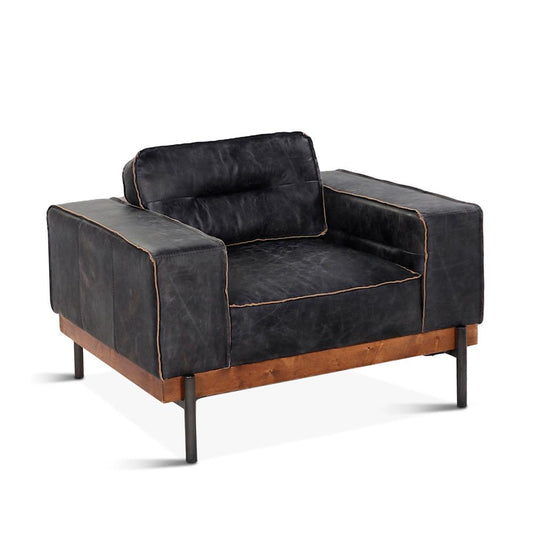 World Interiors - Chiavari Antique Ebony Leather Armchair - ZWCIAMCHAE veiw 1