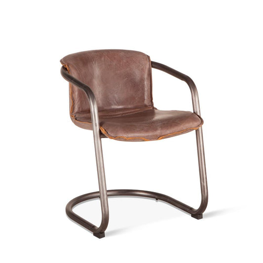 World Interiors - Chiavari Dining Chairs : World Interiors - Chiavari Dining Chairs in Jet Brown Leather and Steel - ZWPFDC22JBG veiw 1