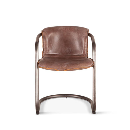 World Interiors - Chiavari Dining Chairs : World Interiors - Chiavari Dining Chairs in Jet Brown Leather and Steel - ZWPFDC22JBG veiw 2