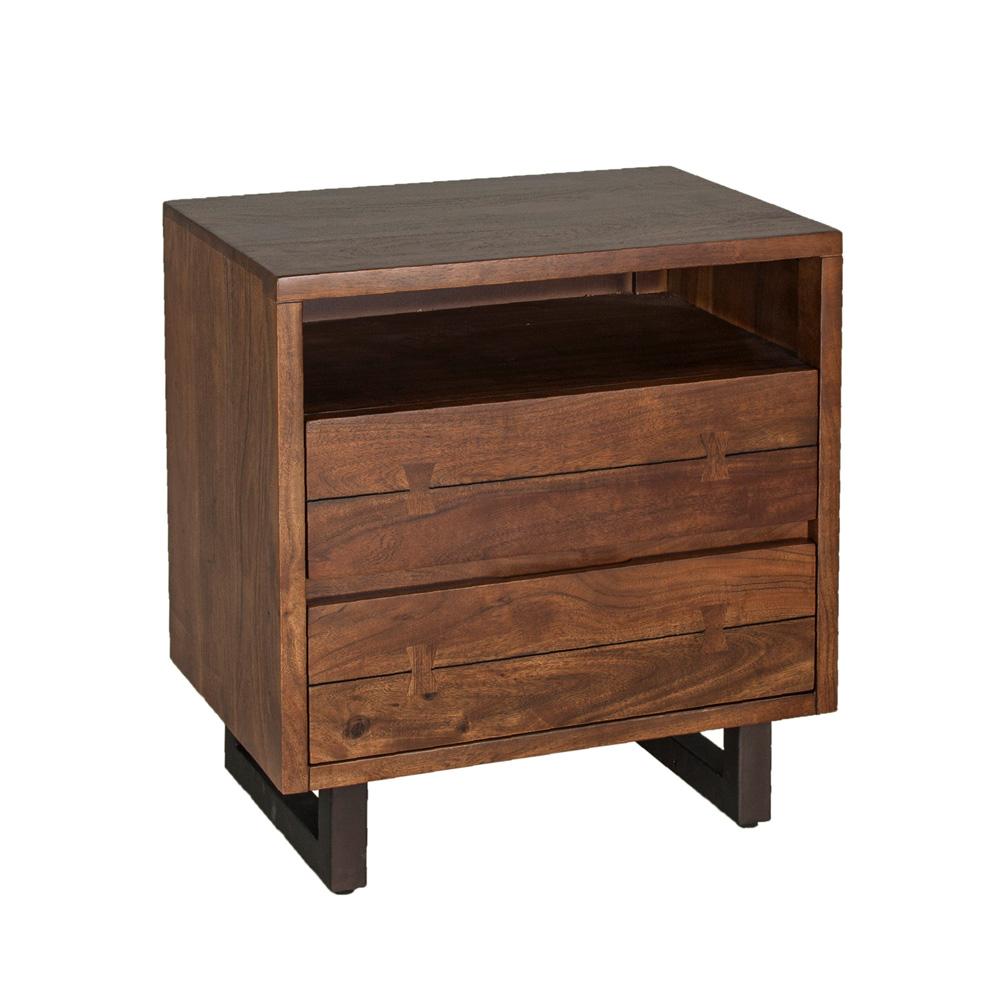 World Interiors - Glenwood Nightstand : World Interiors - Glenwood Nightstand in Acacia with Walnut Finish - ZWGW242D veiw 1