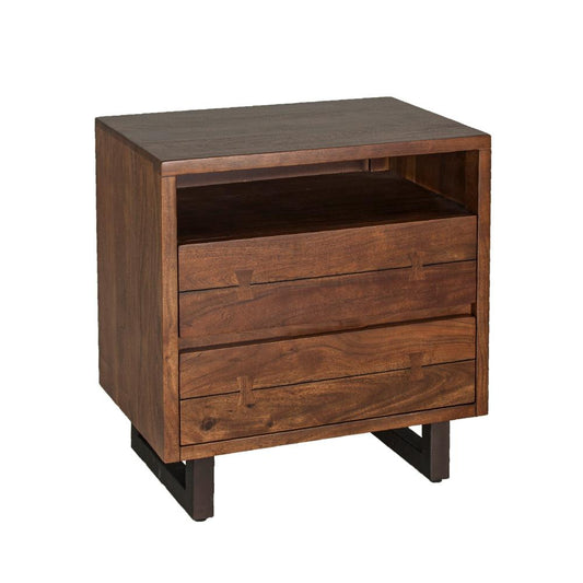 World Interiors - Glenwood Nightstand : World Interiors - Glenwood Nightstand in Acacia with Walnut Finish - ZWGW242D veiw 1