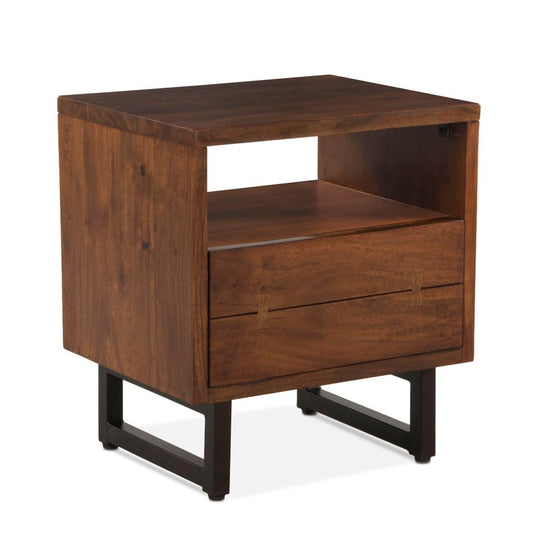 World Interiors - Glenwood Nightstand : World Interiors - Glenwood Nightstand in Acacia with Walnut Finish - ZWGW242D veiw 2