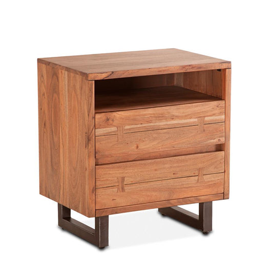 World Interiors - Glenwood Nightstand : World Interiors - Glenwood Nightstand in Smoked Acacia - ZWGW24SA2D veiw 1