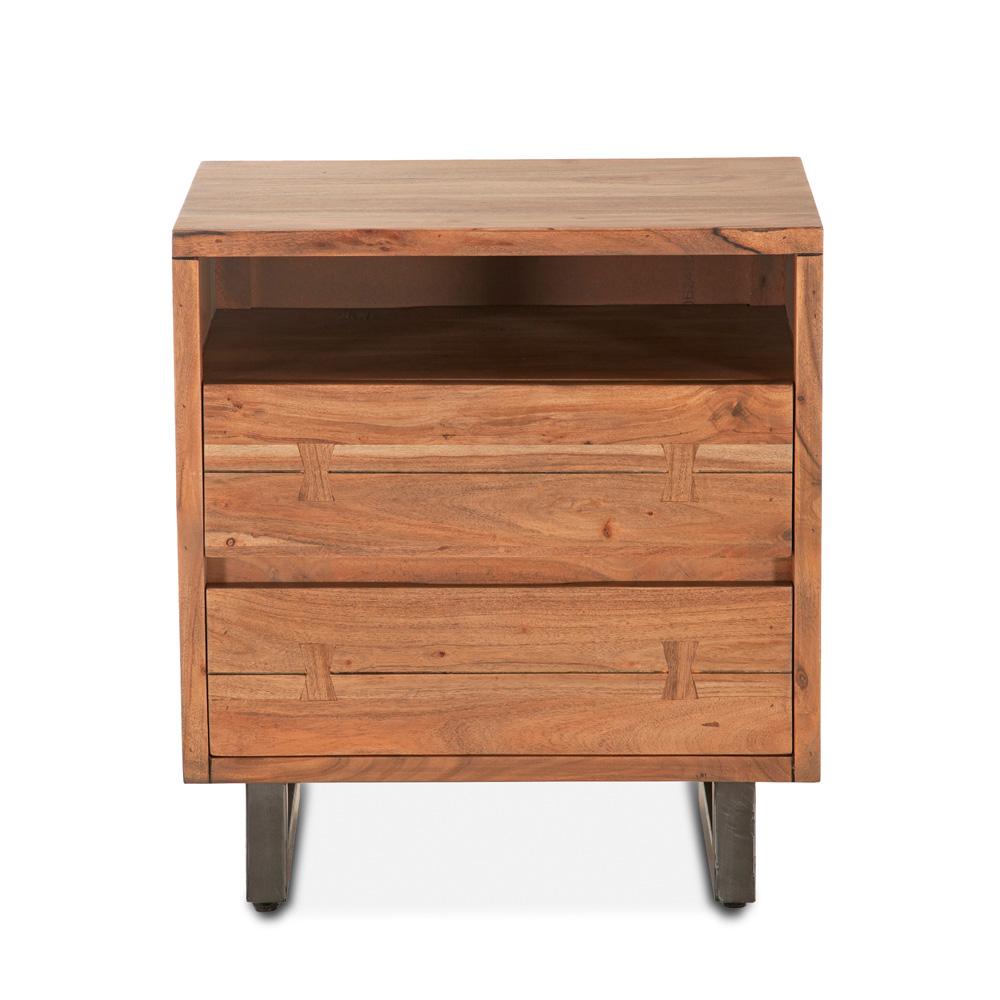 World Interiors - Glenwood Nightstand : World Interiors - Glenwood Nightstand in Smoked Acacia - ZWGW24SA2D veiw 2