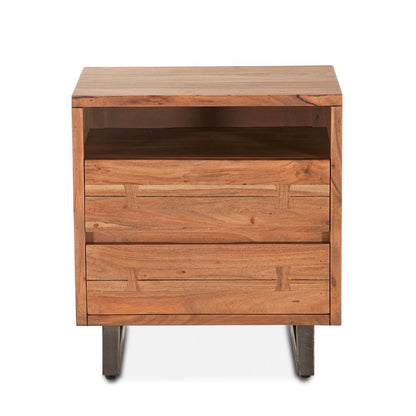 World Interiors - Glenwood Nightstand : World Interiors - Glenwood Nightstand in Smoked Acacia - ZWGW24SA2D veiw 2