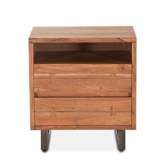 World Interiors - Glenwood Nightstand : World Interiors - Glenwood Nightstand in Smoked Acacia - ZWGW24SA2D veiw 2