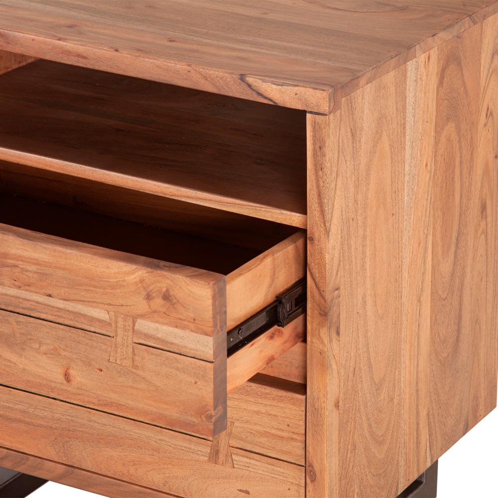 World Interiors - Glenwood Nightstand : World Interiors - Glenwood Nightstand in Smoked Acacia - ZWGW24SA2D veiw 5
