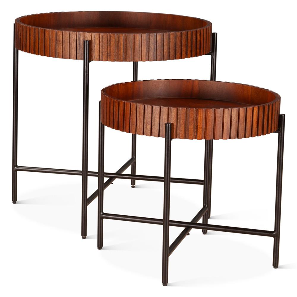 World Interiors - Halden Nesting Tray Tables : World Interiors - Halden Nesting Tray Tables in Pecan Brown - ZWHALNT29PB_CLOSEOUT veiw 1