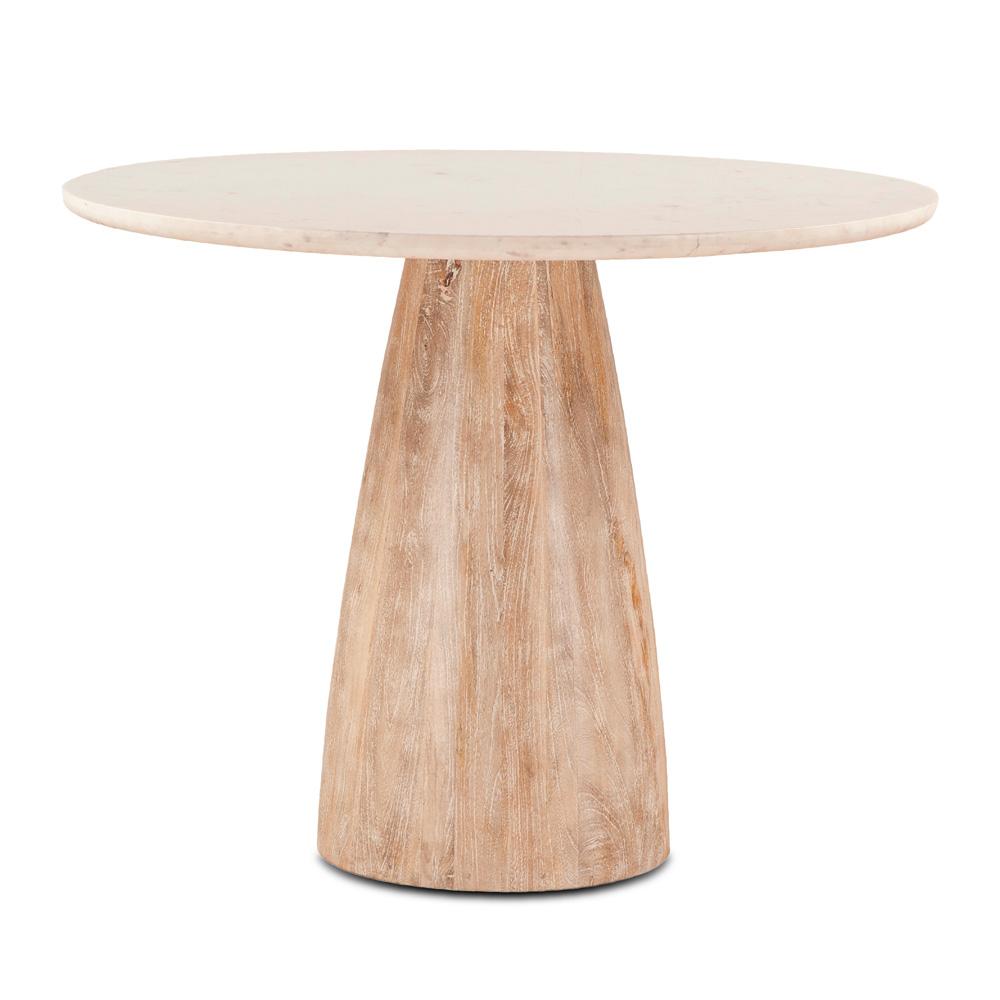 World Interiors - Palm Desert Marble Dining Table with Modern Washed Wood Base : World Interiors - Palm Desert Natural White Marble Dining Table with Modern Washed Wood Base - ZWPDMODWM veiw 1