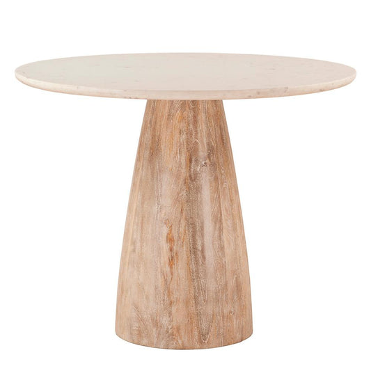 World Interiors - Palm Desert Marble Dining Table with Modern Washed Wood Base : World Interiors - Palm Desert Natural White Marble Dining Table with Modern Washed Wood Base - ZWPDMODWM veiw 2