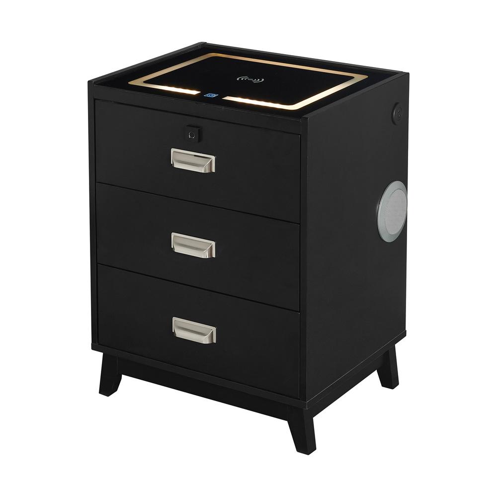 Picket House Furnishings -  Azura Nightstand with Electronic Features in Black - A-13150-8-NS veiw 1