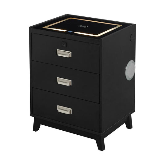 Picket House Furnishings -  Azura Nightstand with Electronic Features in Black - A-13150-8-NS veiw 1