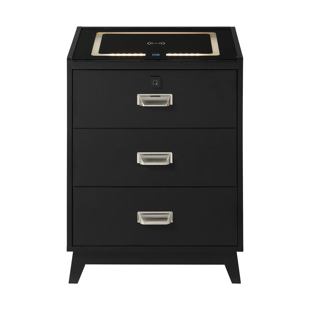 Picket House Furnishings -  Azura Nightstand with Electronic Features in Black - A-13150-8-NS veiw 2
