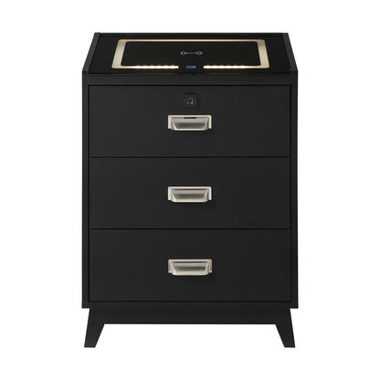 Picket House Furnishings -  Azura Nightstand with Electronic Features in Black - A-13150-8-NS veiw 2