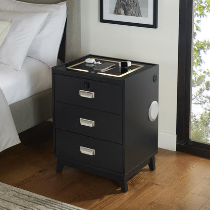 Picket House Furnishings -  Azura Nightstand with Electronic Features in Black - A-13150-8-NS veiw 3
