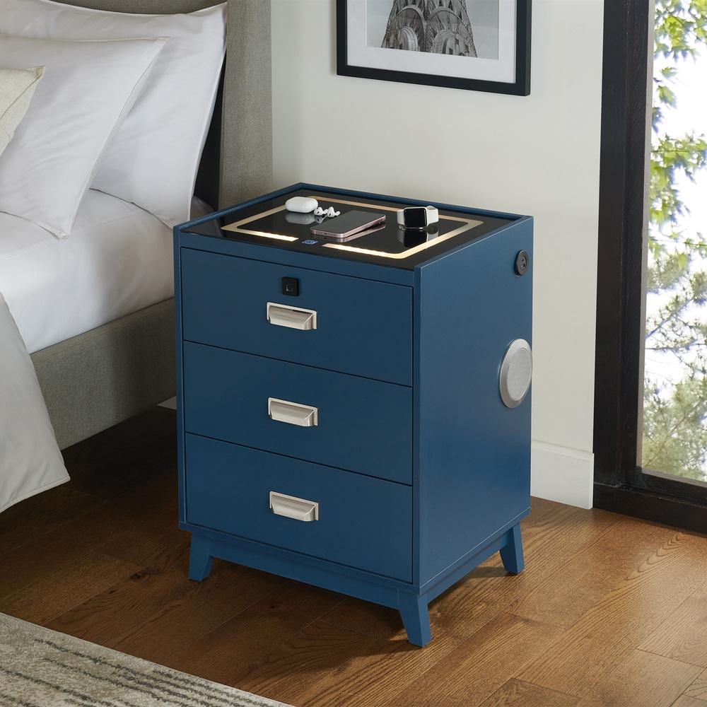 Picket House Furnishings -  Azura Nightstand with Electronic Features in Blue - A-13150-1-NS veiw 3