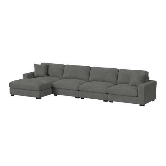 Picket House Furnishings -  Mesa 4PC Sectional Set with LHF Chaise in Steno Charcoal - U-8540-9442-LCSE-4PC veiw 1