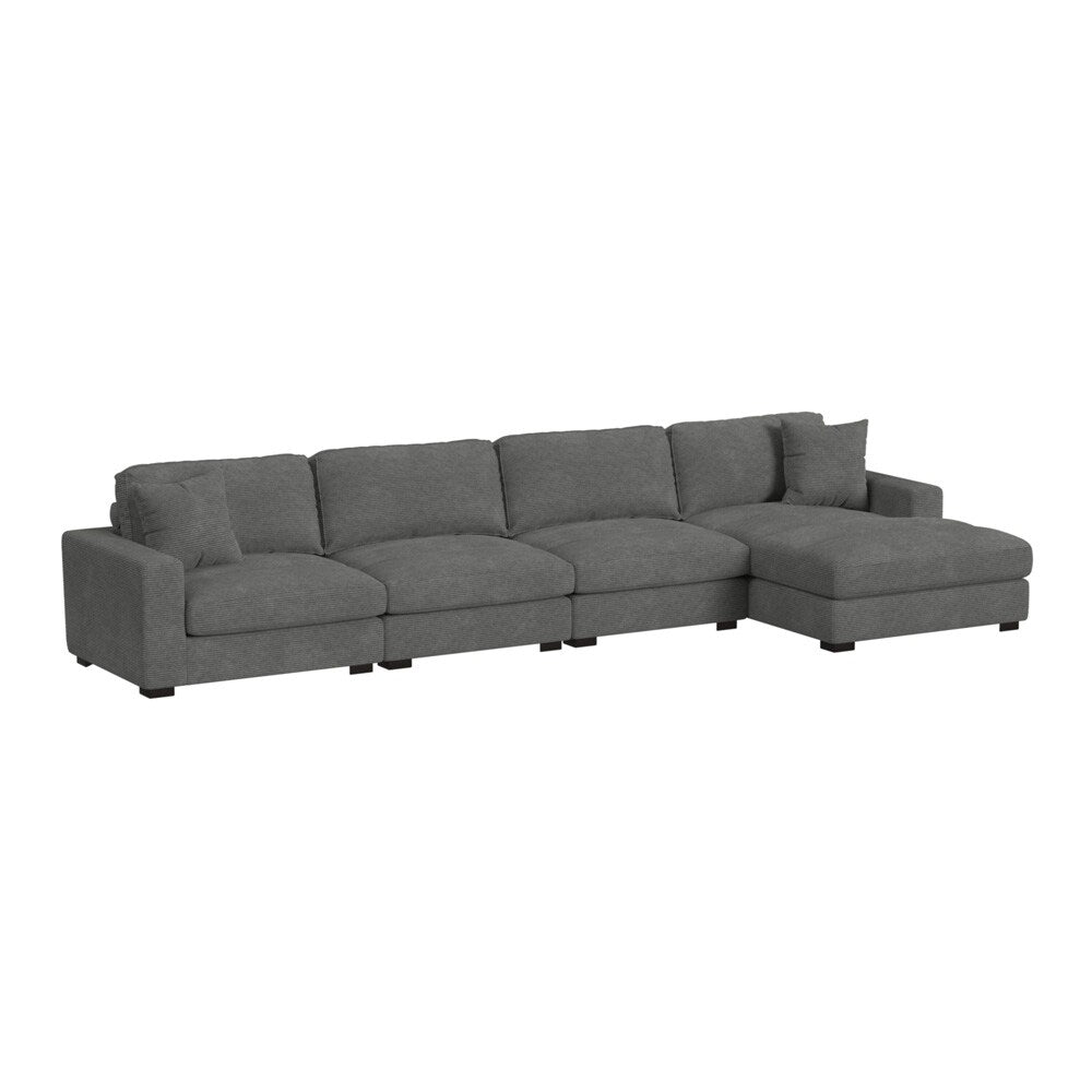 Picket House Furnishings -  Mesa 4PC Sectional Set with RHF Chaise in Steno Charcoal - U-8540-9442-RCSE-4PC veiw 1