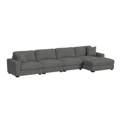 Picket House Furnishings -  Mesa 4PC Sectional Set with RHF Chaise in Steno Charcoal - U-8540-9442-RCSE-4PC veiw 1