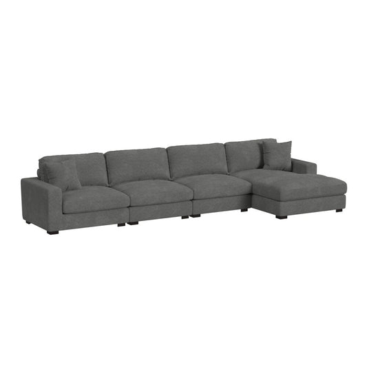 Picket House Furnishings -  Mesa 4PC Sectional Set with RHF Chaise in Steno Charcoal - U-8540-9442-RCSE-4PC veiw 1