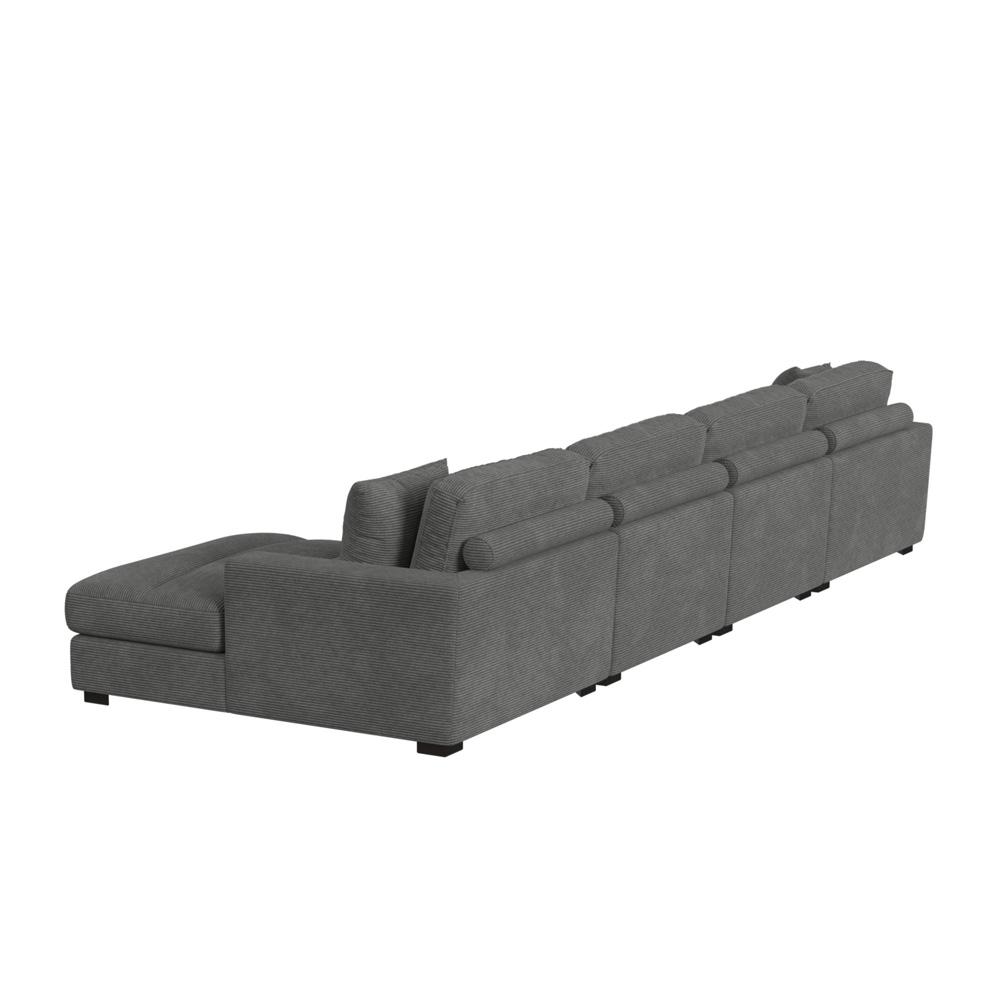 Picket House Furnishings -  Mesa 4PC Sectional Set with RHF Chaise in Steno Charcoal - U-8540-9442-RCSE-4PC veiw 3