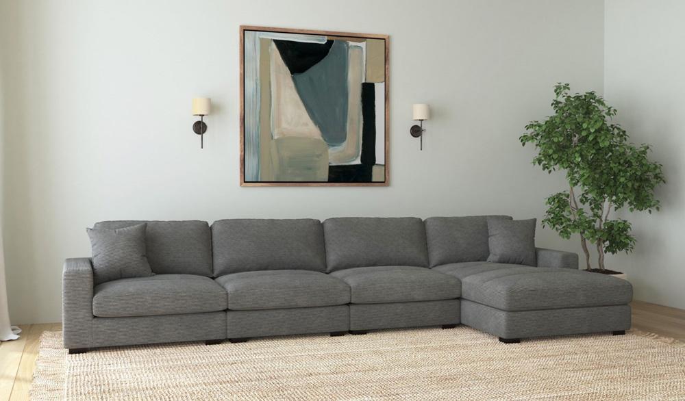 Picket House Furnishings -  Mesa 4PC Sectional Set with RHF Chaise in Steno Charcoal - U-8540-9442-RCSE-4PC veiw 4