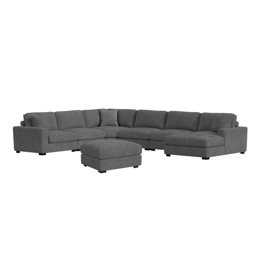 Picket House Furnishings -  Mesa 7PC Sectional Set with RHF Chaise in Steno Charcoal - U-8540-9442-RCSE-7PC veiw 1