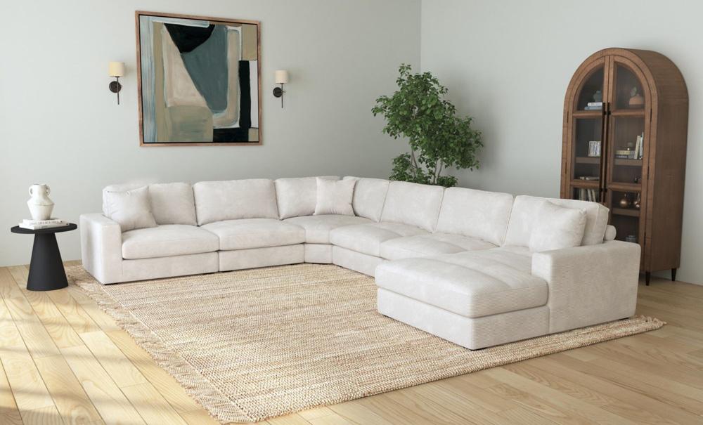 Picket House Furnishings -  Mesa 6PC Sectional Set with RHF Chaise in Steno Beige - U-8540-9440-RCSE-6PC veiw 3