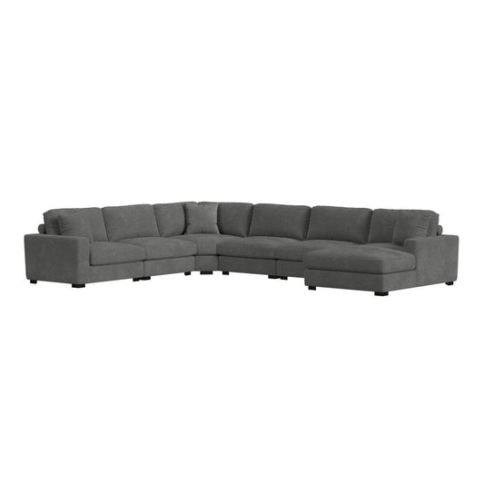 Picket House Furnishings -  Mesa 6PC Sectional Set with RHF Chaise in Steno Charcoal - U-8540-9442-RCSE-6PC veiw 1