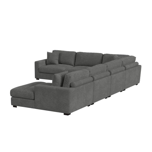 Picket House Furnishings -  Mesa 6PC Sectional Set with RHF Chaise in Steno Charcoal - U-8540-9442-RCSE-6PC veiw 2