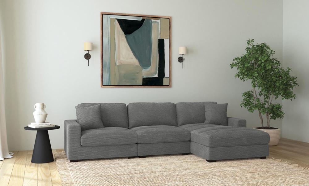 Picket House Furnishings -  Mesa 3PC Sectional Set with RHF Chaise in Steno Charcoal - U-8540-9442-RCSE-3PC veiw 4