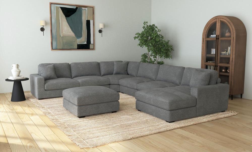 Picket House Furnishings -  Mesa Ottoman in Steno Charcoal - U-8540-9442-000 veiw 3