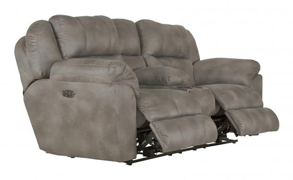 Catnapper - Ferrington Power Headrest w/Lumbar Power Lay Flat Reclining Console Loveseat w/Storage & Cupholders in Steel - 761899130028 veiw 1