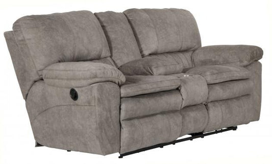Catnapper - Reyes Lay Flat Reclining Console Loveseat w/Storage & Cupholders in Graphite - 2409279228 veiw 1