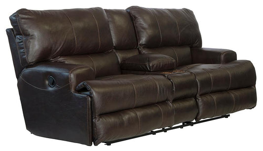 Catnapper - Wembley Lay Flat Reclining Console Loveseat in Chocolate - 4589/1283-09/3083-09 veiw 1