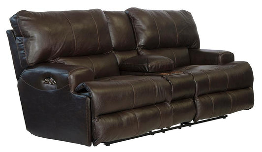 Catnapper - Wembley Power Headrest Power Lay Flat Reclining Console Loveseat in Chocolate - 64589/1283-09/3083-09 veiw 1